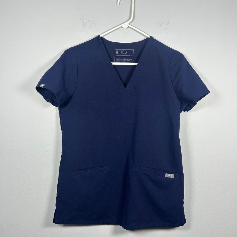 Figs Scrub Top Casma 3 Pocket Women's XS Navy Blue FW1100 V-Neck Medical Nursing